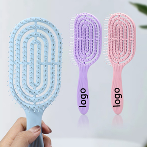 En gros, peigne démêlant antistatique en plastique lisse pour coiffure, brosse creuse pour cheveux bouclés et secs, outils de coiffure de salon - Product Image 6