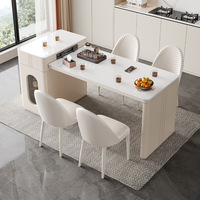 Table de salle à manger îlot de style crème pour salon, table à thé intégrée, îlot rétractable en ardoise, idéale pour la maison et les petits appartements