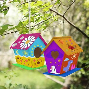<span class=keywords><strong>Kit</strong></span> de nichoir bricolage de qualité supérieure <span class=keywords><strong>pour</strong></span> ensemble de travail du bois suspendu <span class=keywords><strong>pour</strong></span> enfants et peinture Wioden Craft Kids Wooden Bird House Aviary - Product Image 2