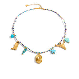 Conjunto de Joyería Vaquera Occidental: Pulsera y Collar de Aleación de Zinc con Colgante de Sombrero, Cabeza de Toro, Botas y Estrella – Accesorio de Moda para Fiesta de Mujer - Product Image 5