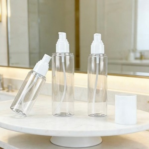 Luxury Cosmetic Essential Oil Facial Cream <b>Plastic</b> Bottle 100ml 120ml 150ml 200ml clear PET <b>Plastic</b> Bottle with White Spray <b>Cap</b> - Product Image 1