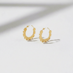 Pendientes de Aro Geométricos de Oro, Joyería Moderna de Latón, Pendientes de Latón, Regalo de Aniversario para Esposa, Nuevo Diseño, Joyería de Latón - Product Image 1