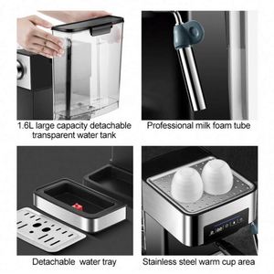 Machine à expresso portable en acier inoxydable de style italien 20 bars avec mousseur à lait pour expresso, cappuccino, latte, mocha - Product Image 6