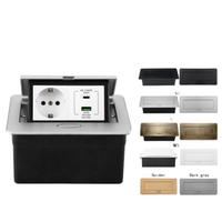 Boîte de prise encastrée pour table de conférence avec USB-C 65W et chargeur sans fil 15W, boîte de prise intégrée rétractable