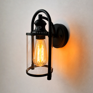 Vintage Lantern <b>Wall</b> Light Black Metal Clear Glass <b>Wall</b> <b>Sconce</b> For Villa Porch Front Door Indoor Outdoor Decoration - Product Image 2