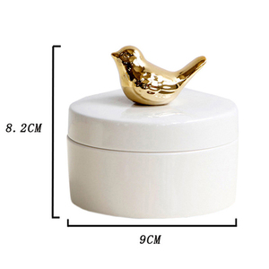 Caja de Almacenamiento de Joyas de Cerámica Blanca Hecha a Mano con Decoración de Pájaro Dorado <span class=keywords><strong>Jalo</strong></span> JE1370, Color y Logotipo Personalizables - Product Image 5