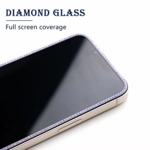 ฟิล์มกระจกนิรภัย 3 มิติ แบบมีขอบเพชร HD ป้องกันรอยขีดข่วน 9H สำหรับ <span class=keywords><strong>iPhone</strong></span> 12 Pro 13 14 15 16 17 Pro Max Air - Product Image 5