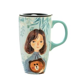 Taza de Cerámica Pequeña y Linda con Tapa, Gran Capacidad, Estilo <span class=keywords><strong>Vintage</strong></span>, para Café o Agua, de Alta Calidad Estética - Product Image 5