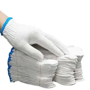 10 Gauge 100เปอร์เซ็นต์ผ้าฝ้ายสีขาวถักถุงมือทำงานถุงมือ
