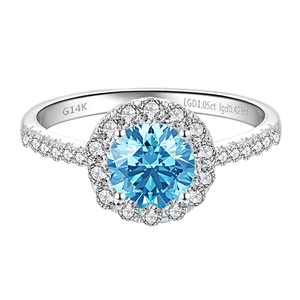 แหวนหมั้นเพชร SGARIT รุ่น Halo ทองคำขาว 14k น้ำหนัก 0.5 ถึง 3 กะรัต เพชรเพาะเลี้ยงในห้องปฏิบัติการ รับรองโดย IGI พร้อมเพชรข้าง VS D สำหรับผู้หญิง - Product Image 5