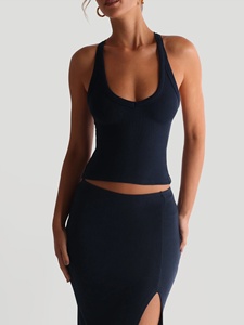 2026 American-style Sexy V-neck Strap Breathable Ribbed <strong>Knitted</strong> Spandex Short Camisole <strong>Tank</strong> <strong>Tops</strong> Chic sassy <strong>Women</strong> Club Padded - Product Image 3