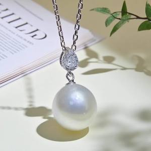 DIY Fashion Jade Necklace Pendant with 9-15mm Round <b>Beads</b> 31342 S925 <b>Silver</b> DIY Pearl Accessories 4mm Empty Stand - Product Image 2