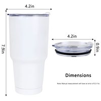 Gobelet de voyage isotherme en acier inoxydable blanc à double paroi de 30 oz, portable, vierge pour sublimation, avec couvercle, vente en gros