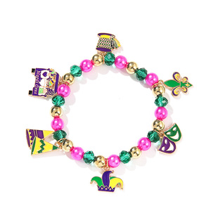 Pulsera de Carnaval con Perlas de Imitación y Colgante de Aleación, Joyería Unisex, Regalo, Pulseras de Moda con Dijes - Product Image 1