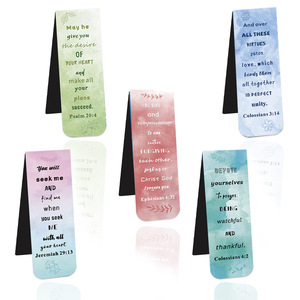 Best Selling 5pcs Watercolor <strong>Bible</strong> <strong>Scripture</strong> PVC Magnetic <strong>Bookmarks</strong> Creative Literary Material Page Folder - Product Image 2