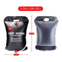 Douche de camping portable personnalisée 5 gallons sac à eau léger en PVC pour camping en plein air 20L sac de douche