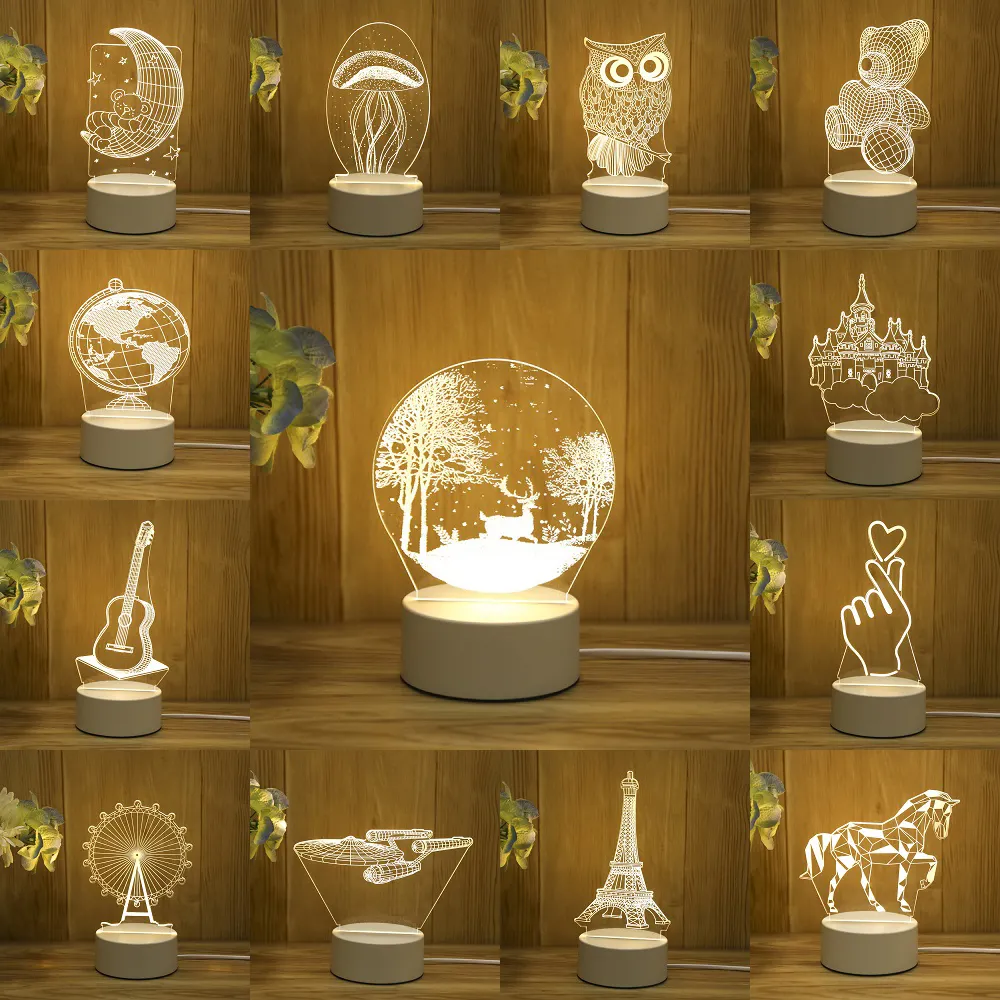 DIY Custom Anime Pattern veilleuse 3D Illusion Holiday Gift led Table Lamp Home Decor lighting USB bedside Night Light for kids