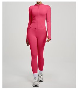 Nuevo Conjunto de Yoga de 2 Piezas para Mujer 2025, Ropa Deportiva de Fitness con Top de Manga Larga y Cremallera, y Leggings de Cintura Alta para Gimnasio y Entrenamiento - Product Image 3