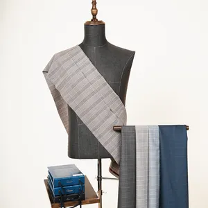 新款上市超级120s 100羊毛面料有机精纺羊毛面料格子款式定制夹克套装 - Product Image 1