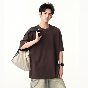 Camiseta de Verano para <span class=keywords><strong>Hombre</strong></span>, Manga Corta, Lisa, Casual, 100% Algodón, Gruesa, Transpirable, Corte Holgado, Estilo 2026 - Product Image 2