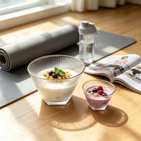 Ensemble de 7 bols de service modernes en verre côtelé transparent, décoratifs pour fruits et salades, pour la table de cuisine et la présentation à la salle à manger