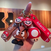 Gantungan Kunci Anime 3D PVC Kartun Kawaii Karet Super Marios Bros Gantungan Kunci Promosi Silikon Kustom untuk Mobil Tas Gantungan Kunci