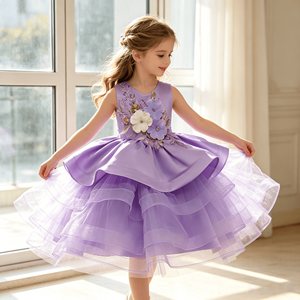 Vestido <span class=keywords><strong>de</strong></span> Lavanda para Niña Pequeña, Vestido Formal con Volantes, Traje <span class=keywords><strong>de</strong></span> Fiesta <span class=keywords><strong>de</strong></span> Cumpleaños para Bebé, Vestido <span class=keywords><strong>de</strong></span> Princesa para Niña <span class=keywords><strong>de</strong></span> las Flores en Bodas - Product Image 4