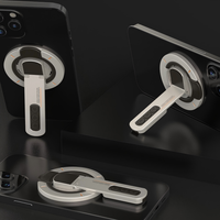 Support de téléphone magnétique en alliage d'aluminium et silicone pour téléphones compatibles avec aimants, pliable et décompression intégrée