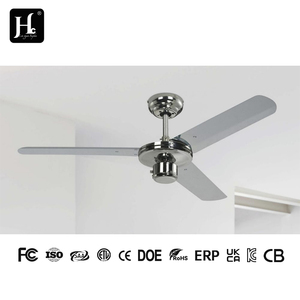 Nuevo ventilador de techo eléctrico plateado con 3 o 4 aspas de acero inoxidable, ventilador de techo de 56 pulgadas y 220V, ventilador de techo de acero inoxidable. - Product Image 3