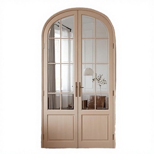 Europäische Hochwertige Weißeichen-Doppeltüren im Französischen Stil mit Bogen und Glas, Schalldämmend, Modernes <span class=keywords><strong>Design</strong></span> für Hotel und Villa - Product Image 4