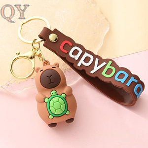 QY Capybara Keychain Kawaii Cartoon Animal 3D PVC Silicone Pendant Bag Charm <b>Car</b> <b>Key</b> <b>Ring</b> Gift for Kids Women - Product Image 4