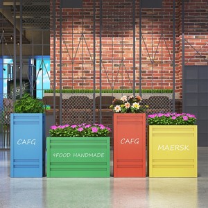 Thêm lớn ngoài trời hiện đại kim loại Chậu hoa đầy màu sắc trồng - Product Image 2