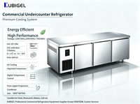 Lemari Pendingin Komersial 400L Satu Suhu 3 Pintu Kontrol Digital Defrost Otomatis Desain Modern Kapasitas Besar Model Worktop