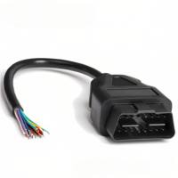 Kabel Ekstensi OBD2 16 Pin Male Female, Kabel Diagnostik 50cm, Adaptor Panel PVC untuk Pemindai Komputer Mobil Elektronik
