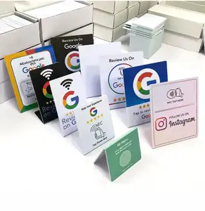 Code QR personnalisé RFID NFC Google Stand NTAG213 Support de table Google Review Stand