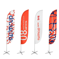Drapeau publicitaire extérieur en forme de goutte d'eau personnalisé, base remplie d'eau, sublimation couleur intégrale, polyester 100%, drapeau de plage