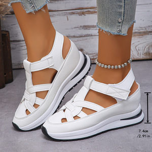 Sandalias de Mujer Talla Grande Primavera 2025 Estilo Europeo Americano con Tacón Inclinado, Hebilla Romana y Amortiguación, Talla 43 - Product Image 4