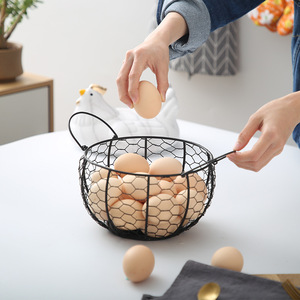 Hen Shape Egg <b>Basket</b> Wrought Iron <b>Wire</b> Mesh Storage Container Kitchen Decorative Round Food Holder For Eggs Potatoes Garlic - Product Image 3
