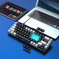 V800 Keyboard Gaming Mekanis Lampu Latar LED Kompak 68 Tombol Mini Keyboard Kantor Berkabel Kabel USB untuk Laptop PC Aksesori Gamer