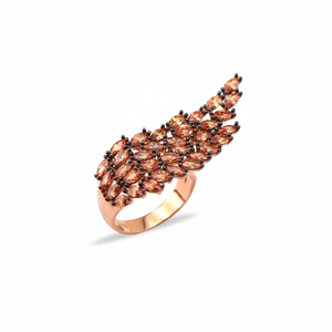 Oro rosa P. Anillo de champán con alas de Ángel de Plata de Ley 925K - Product Image 2