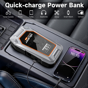Démarreur de <span class=keywords><strong>voiture</strong></span> <span class=keywords><strong>12V</strong></span> 16000mAh avec deux ports USB (5V/2A) Courant de pointe de 1000A et <span class=keywords><strong>compresseur</strong></span> d'air 150PSI - Product Image 3