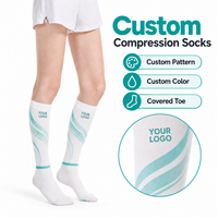 Chaussettes de compression pour femmes 15-21 mmHg, à compression graduée, hauteur genou, pour infirmières en déplacement, pour le maintien en position debout, motif personnalisé