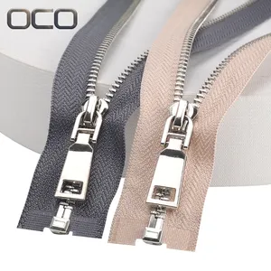 Zíper de metal titânio OCO Crierres cremallera 3 #5 #7 # Zíper de metal com dentes em Y cor personalizada com zíper de latão com extremidade aberta para jaquetas masculinas