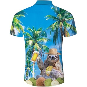 Chemises Hawaïennes pour Hommes avec Logo Personnalisé, Respirantes, Col Montant, Coupe Ample, Manches Courtes, Idéales pour les Vacances à la Plage - Product Image 2