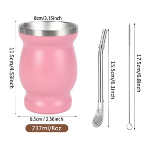 แก้วเยอร์บา มาเต้ สแตนเลสสตีล 8 ออนซ์ สกรีนโลโก้ได้ ผนังสองชั้นสุญญากาศ เก็บความร้อน-เย็น เป็นมิตรกับสิ่งแวดล้อม ใช้กับน้ำร้อนได้ - Product Image 4