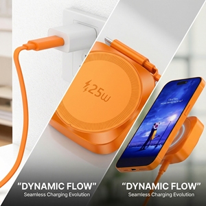 Chargeur sans fil magnétique 25W avec câble Type-C rétractable de 70 cm, chargeur rapide portable - Product Image 3
