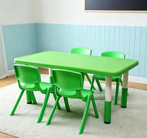 Tables et chaises de maternelle, table pour enfants, table de jeu en plastique pour bébé, table rectangulaire réglable, mobilier de maternelle - Product Image 4