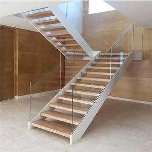 U-type stairs installing wood metal staircase cost