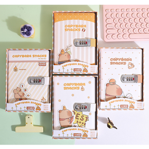 Phổ biến bán buôn dễ thương PU bìa giấy capybara máy tính xách tay Nhật ký với mật khẩu khóa - Product Image 2