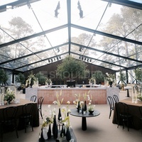 Tente transparente pour événements, durable, résistante aux intempéries, grande tente de réception extérieure avec toit transparent, structure en aluminium noir, tente de mariage